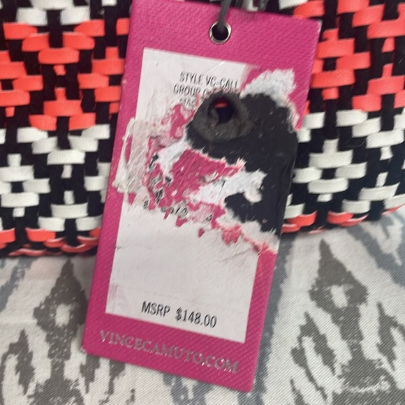 Vince Camuto Calli Clutch Diamond Weave - Fiery Coral - NWT - Picture 2 of 4
